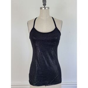 Beyond‎ Yoga  Racerback Tank Black Glitter Sparkle Tank Black Dark Night Size S